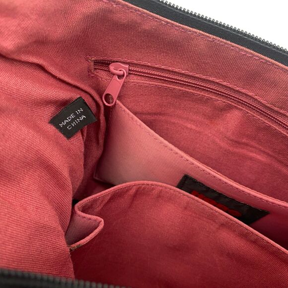 Black Leather Boho Shoulder Hand Bag Purse Pockets Boho Goth Career Travel Work - Picture 13 of 13